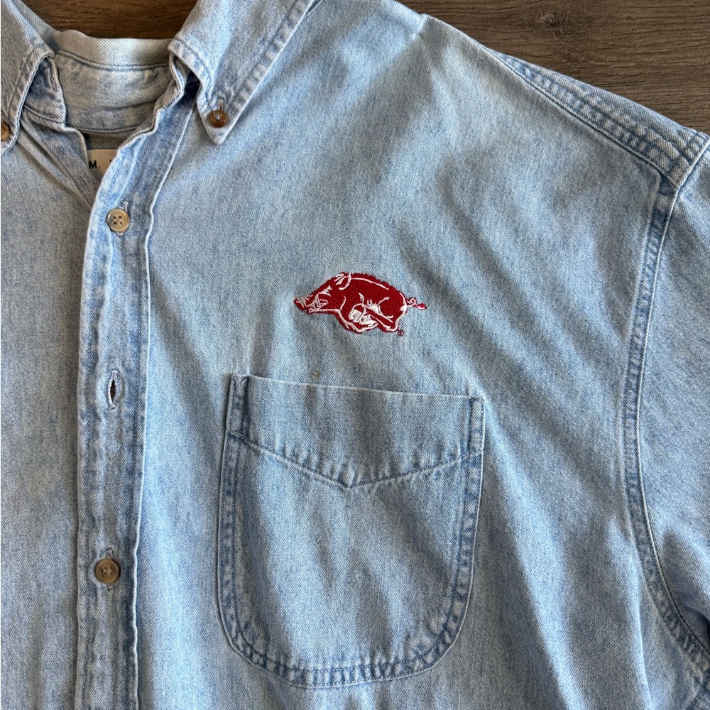 Denim Arkansas Razorbacks Button Down Shirt - Picture 2 of 4